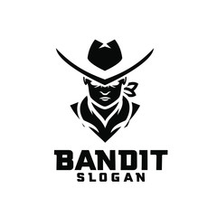 black bandit character logo icon design cartoon