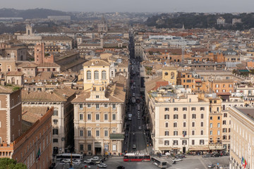 Fototapeta na wymiar Aerial view of Rome from Piazza Venezia