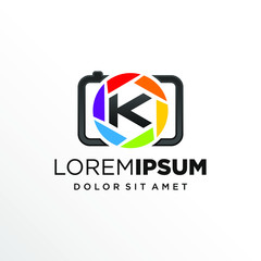 Initial Letter K with Photography or Camera Logo Design