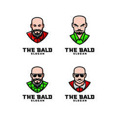 collection of bald head character logo icon design cartoon