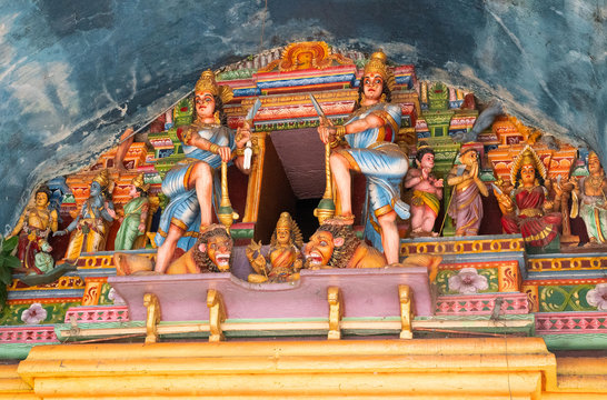 Statues of female deity in Hindu temple Sri Muthumariamman, Matale, Sri Lanka