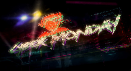 Cyberpunk style cyber monday sale theme