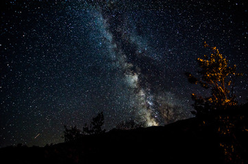 Milky way on night sky near Permet, Albania