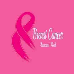 Pink ribbon for breast cancer awareness symbol, vector illustration