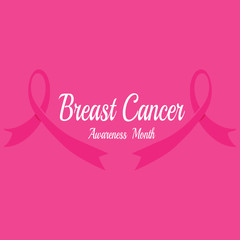 Pink ribbon for breast cancer awareness symbol, vector illustration