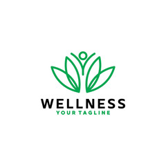 Wellness logo design vector template with green natural Concept style. organic icon for beauty care used for drugstore, treatment, and natural products.