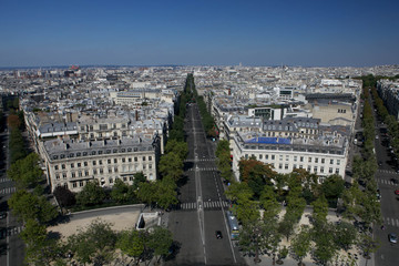August 2011. Paris..Panorama of the city from the Arc de Triomphe. Sunny day.