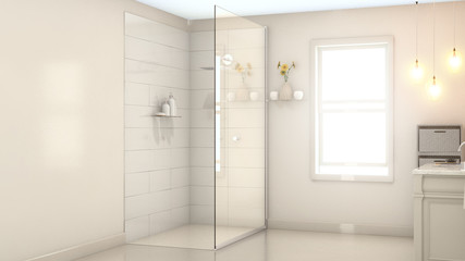 Modern Pale Cream Bathroom Interior