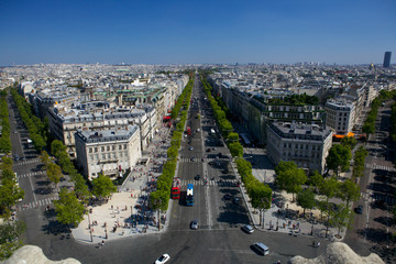 August 2011. Paris..Panorama of the city from the Arc de Triomphe. Sunny day.