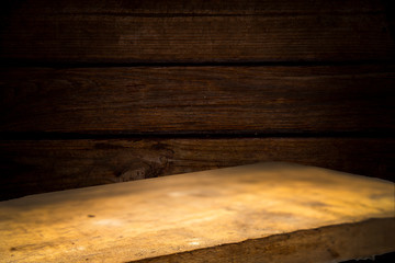 brown wood texture, dark wall background, wooden table top view. can be used to install the product