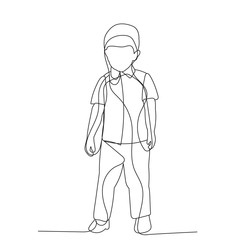 vector, isolated, one line drawing, boy