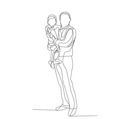 vector, isolated, single line drawing, man and child