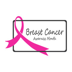 Pink ribbon for breast cancer awareness symbol, vector illustration