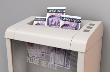 Kroner Banknotes In Shredder