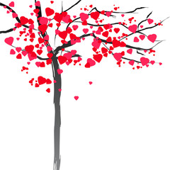 Blossom tree valentine with hearts romantic vector