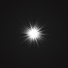Glow light effect. Starburst with sparkles on transparent background. Vector illustration. Sun