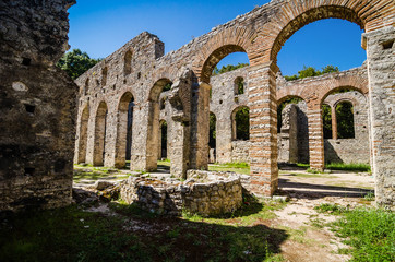 Fototapeta na wymiar Butrint, Albania - August 05, 2014. Ruins of historic site 