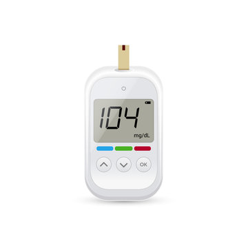 Glucose Sugar Test Icon. Glucometer Vector Blood Monitor. Diabetes Sugar Meter Insulin Control Device