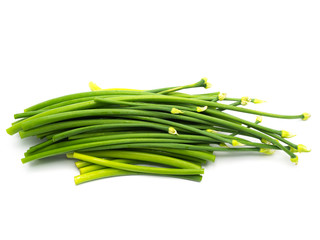 Garlic chives isolated on white background.