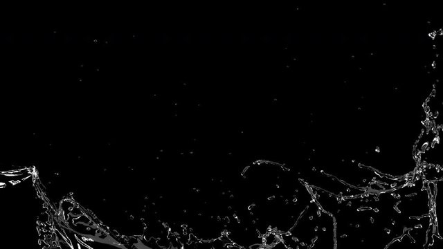 Slow motion Close up Liquid Water Splash concept idea. 3D animation with Alpha channel.4k