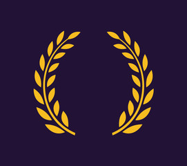 Laurel wreath vector award branch victory icon. Winner laurel wreath vintage leaf emblem