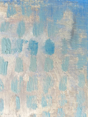 Grunge wallpaper. Pale blue and gray surface. Hand painted abstract oil paint.