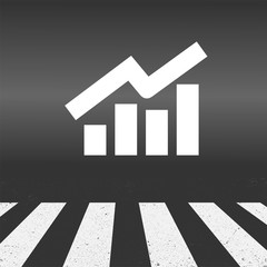 Growth graph and safe movement icon. Business concept of safe, legal increase in income. Vector image.