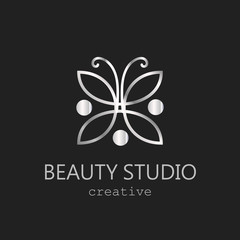 Silver logo beauty salon studio vector metallic - 321244762