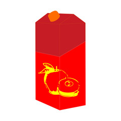 A Red Apple Juice Carton With a Yellow Sketch of Apples
