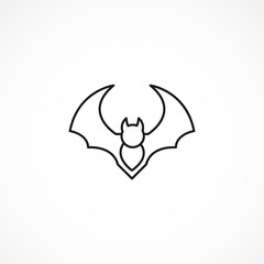 bat vector line icon on white background
