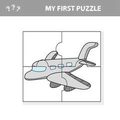My first puzzle - a plane. Worksheet. Children art game