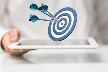 Marketing And Communication Success Concept dart.