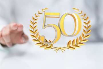 50 years anniversary celebration logotype with elegant celebration.