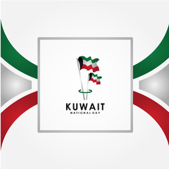 Kuwait National Day Vector Design With Ribbon