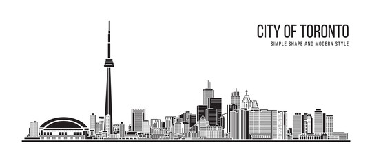 Fototapeta premium Cityscape Building Simple architecture modern abstract style art Vector Illustration design - city of Toronto