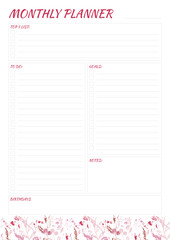 White monthly planner with bright leaves design