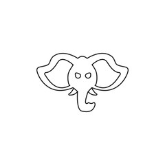 Elephant head vector line icon on white background