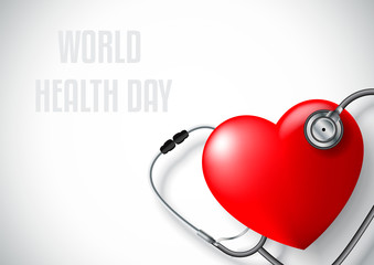 Heart health care concept background.Heart and stethoscope