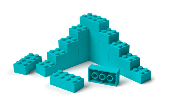 Toy building blocks 3D construction start