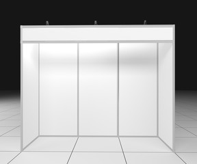 1x3 meters Blank Indoor Exhibition Trade information 3D render on white background, Template for easy presentation