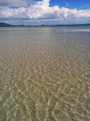 Sea water is crystal clear until sand can be seen.