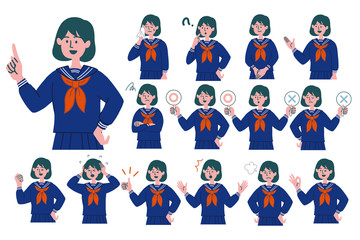 Fototapeta premium 学生 女の子 セーラー服 セット