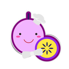 Cartoon fruit chef with paper shadow