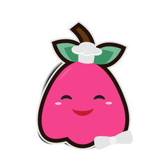 Cartoon rose apple chef with paper shadow