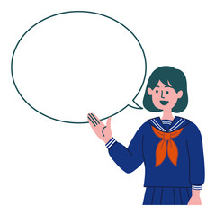 学生　女の子　セーラー服　説明