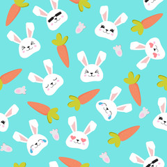 Rabbit face seamless pattern. Easter bunny. Happy bunny. Happy Easter - Vector