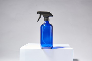 Portable glass bottles of various shapes and colors can hold essential oil, massage oil or...