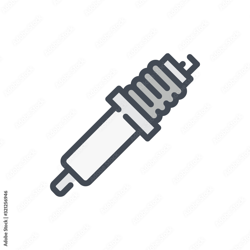 Wall mural Spark plug color line icon. Car engine spark plug vector outline colorful sign.