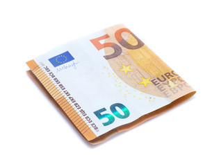 money euro bills isolated on white