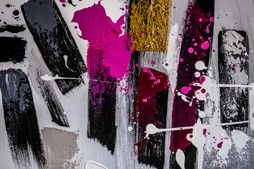 Arrière plan abstrait traits et taches de peinture colorée